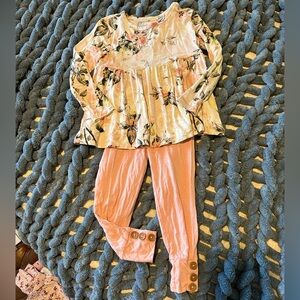 Posh peanut floral pants set. GUC. Size 2T
